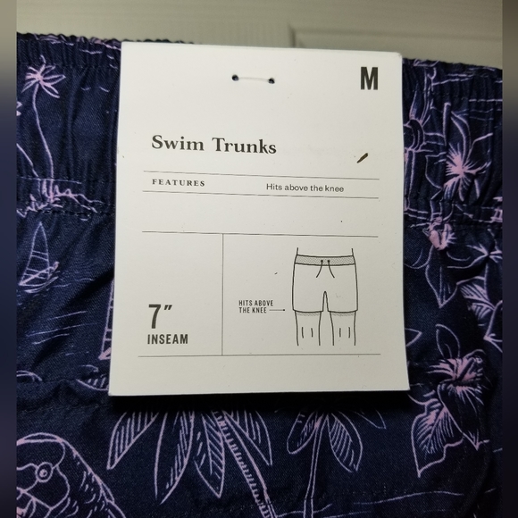 NWT HAWAIIAN PRINT MENS SWIM TRUNKS FRONT POCKETS VELCRO BACK POCKET MEDIUM - Picture 3 of 6